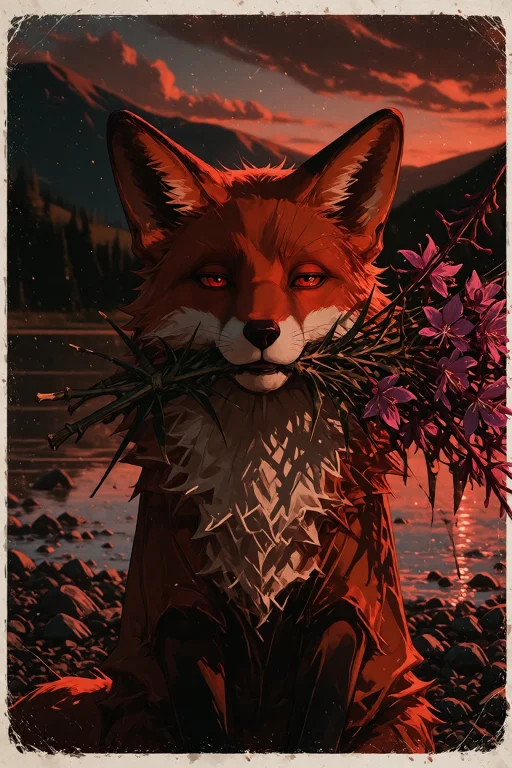 A Charming Watercolor Illustration Of A Fluffy Orange Fox St...