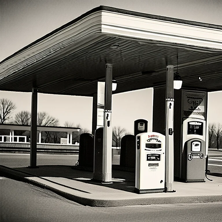 Landscape Photography Of A 1920s Gas Station In A Small Town...