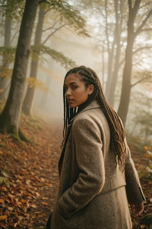 A Candid Photograph Of A Woman With Deep Brown Skin And Long...