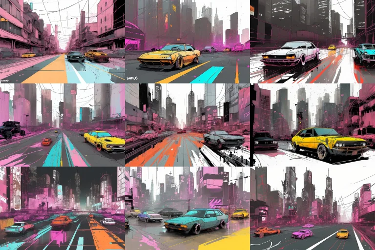 Samdoesarts1.3, Nvinkpunk, Cars, City, Traffic, Dripping Ink