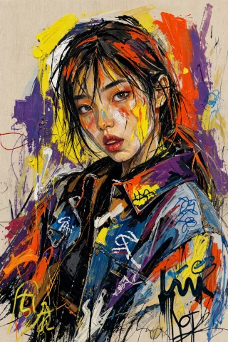 A Raw, Emotionally Charged Neo-expressionist Portrait Of A R... — Stable Diffusion AI Prompt: A raw, emotionally charged neo-expressionist portrait of a rebellious East Asian...