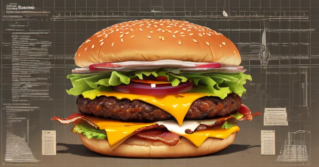Architectural Plans Of A Bacon-cheeseburger, Ingredients, In...