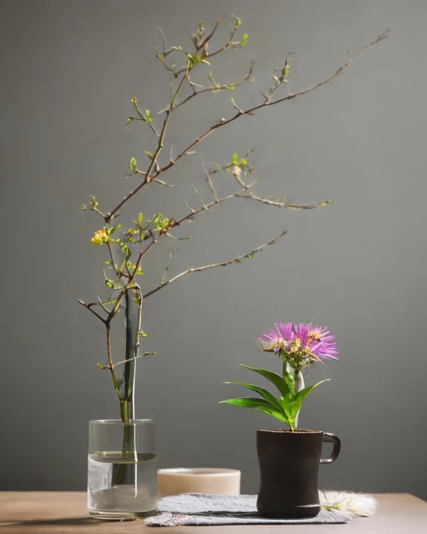 On A Gray Background Wall, A White Bottleis Placed On The Co...