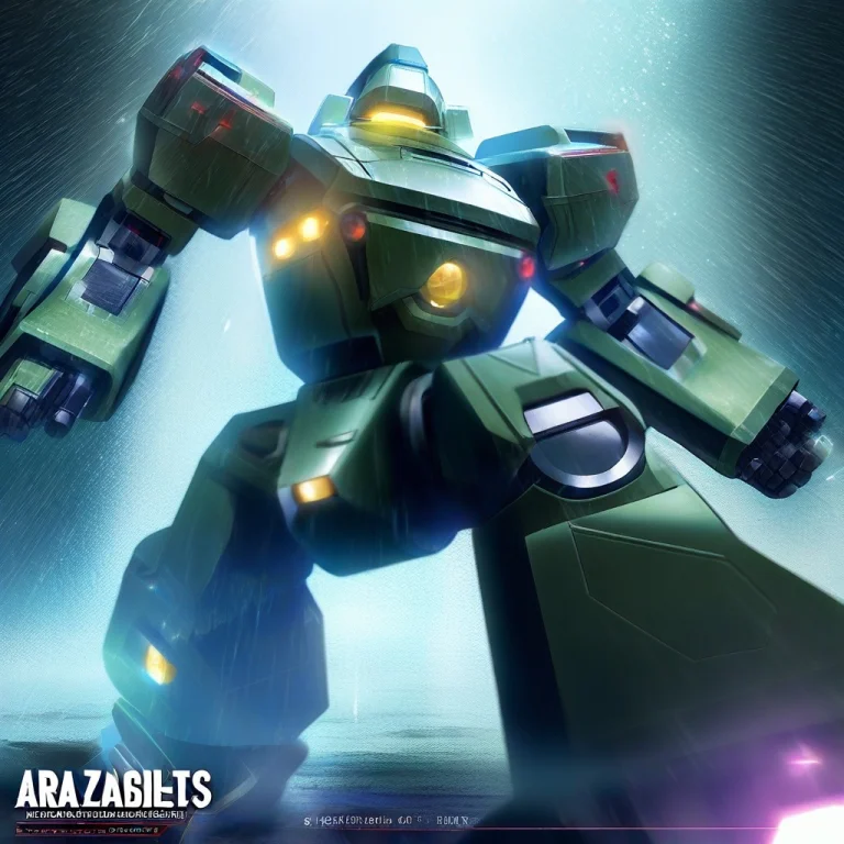 A Robot Foundry Lit By Cascades Of Sparks, Physically Based...