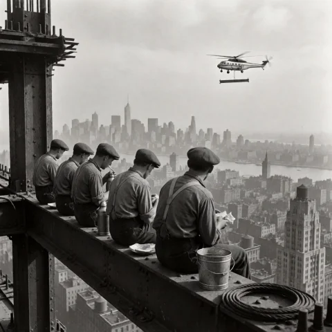 A Black-and-white Press Photograph From October 1932, Shot O... — Stable Diffusion AI Prompt: A black-and-white press photograph from October 1932, shot on a large-format cam...