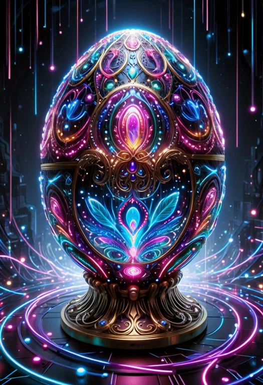 Create A Vivid Depiction Of A Faberg Egg, Featuring A Dazzli...