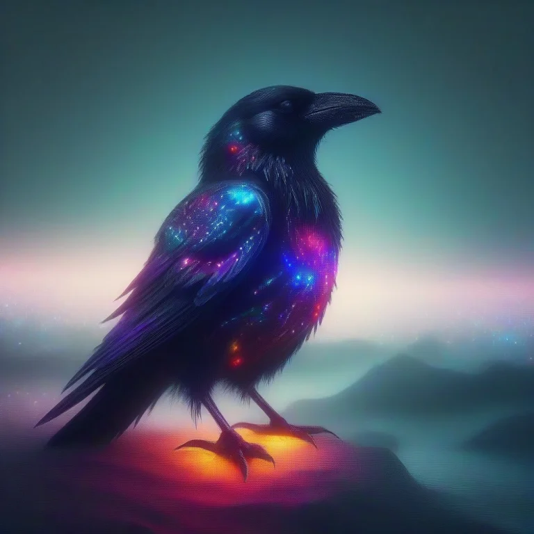 Led, Colorful Led Lights, Black Crow