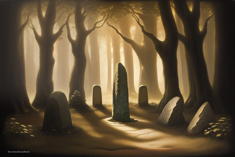 Masterpiece1.2, Best Quality, A Druids Grove Ringed By Stand...