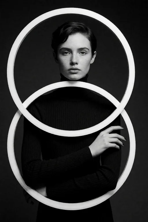 Highleveldescriptiona High-contrast Monochrome Studio Portra...