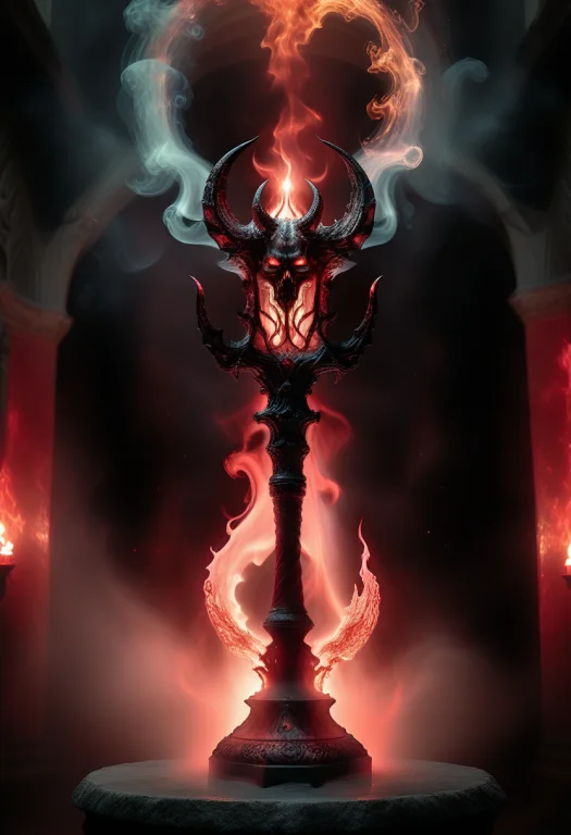A Demonic Man Stands Behind An Ethereal Glass Demon Chalice...