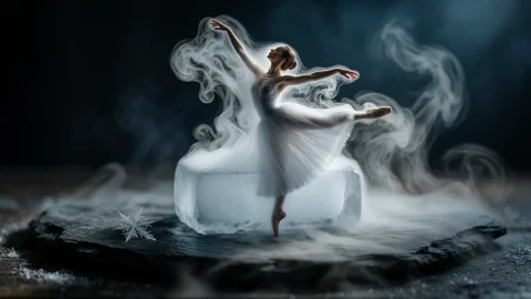 Cinematic Film Still 14. Thermodynamic Surrealism, A Solid B... — Stable Diffusion AI Prompt: cinematic film still 14. thermodynamic surrealism, a solid block of dry ice rest...
