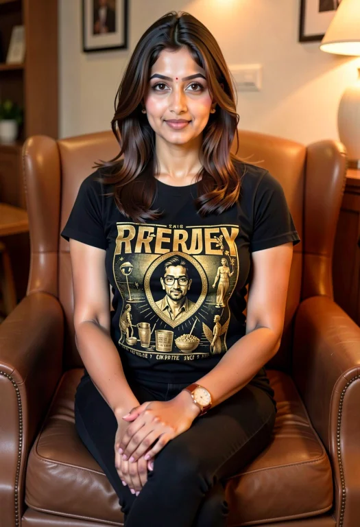 A Medium Portrait Of A South Asian Woman Sitting Comfortably...