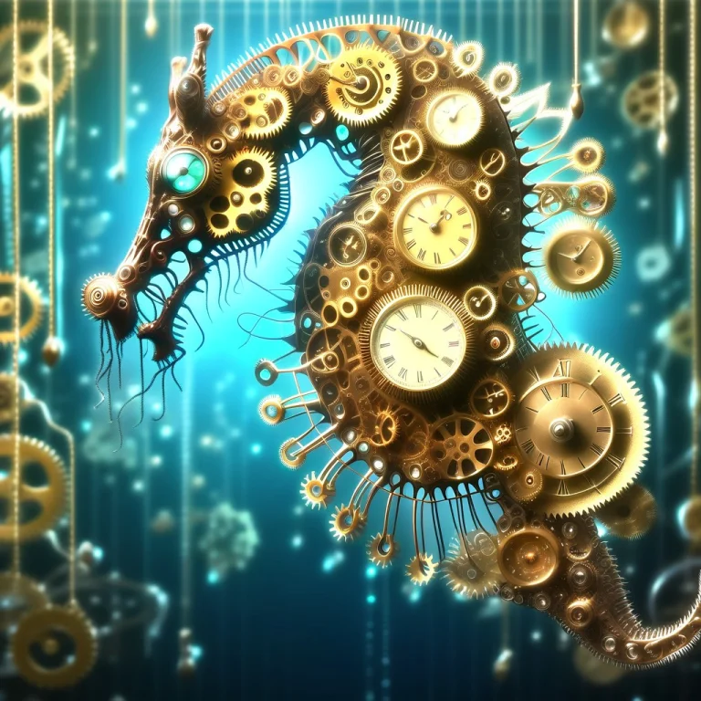 An Underwater Seahorse Constructed From Steampunk Clockwork...
