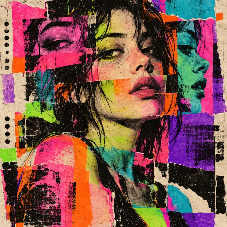Portrait Dune Jeune Femme. Format 11. Style Neon Strata