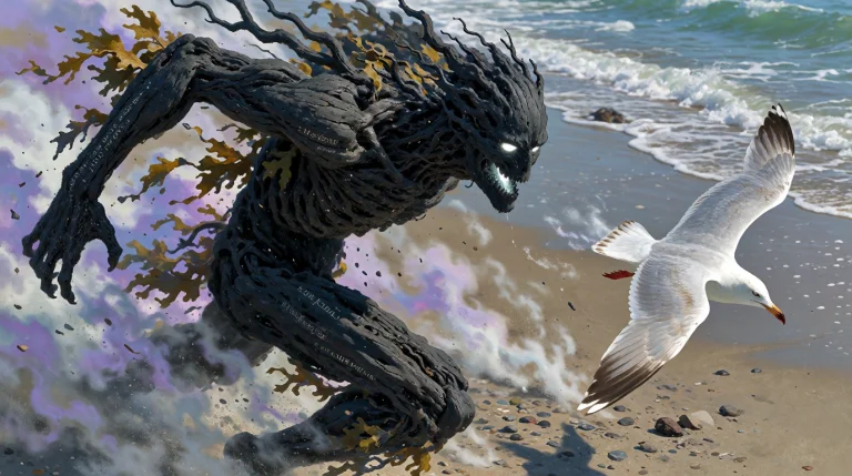 An Androgynous Obsidian Beach Golem And Digital Wraith With...