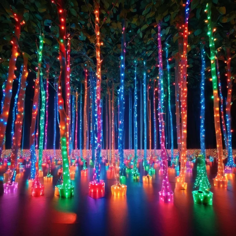 An Apple Standing In A Colorful Led Lights, There Are Led Sp...