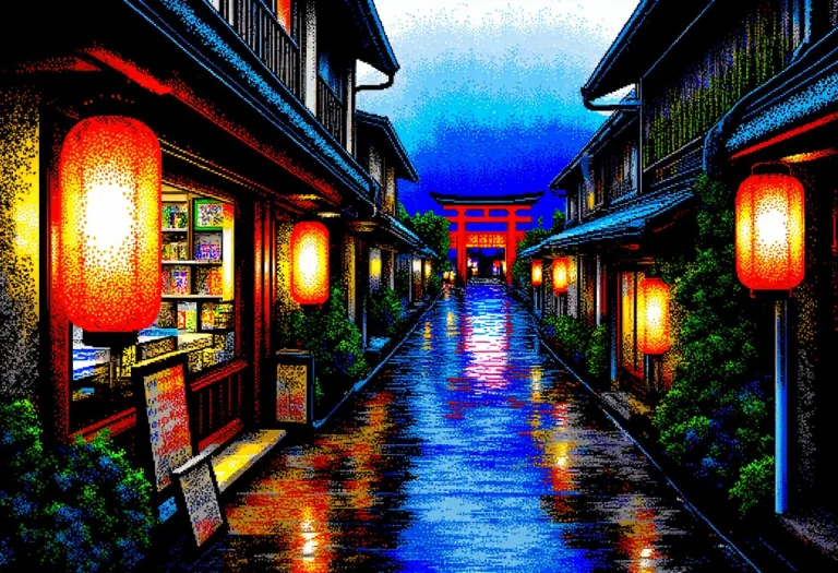 Zxpixseva, A Narrow Old Japanese Street At Night, Paper Lant...