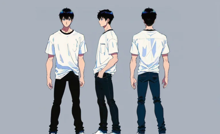 Man, 20 Year Old, White Shirt, Short Black Hair, Jeans, Whit...