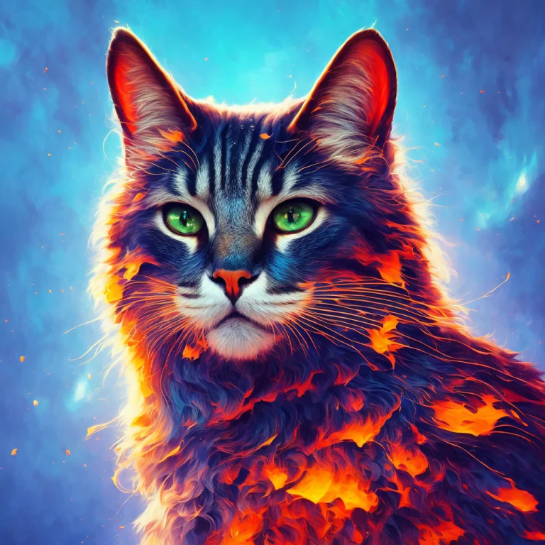 A Portrait Of A Cat, Majestic, Detailed, Flowy, Glowing Eyes...