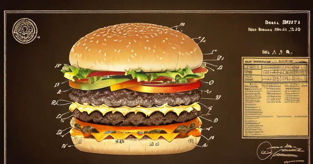 A Patent Diagram Of A Cheeseburger, Ingredients, Instruction...