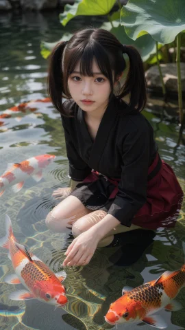 Kurome,kurome3200k8k — Stable Diffusion AI Prompt: 黑瞳(Kurome),一名二十岁左右的日本年轻女性，身姿纤瘦如池中初绽的水草，拥有黑瞳（K...