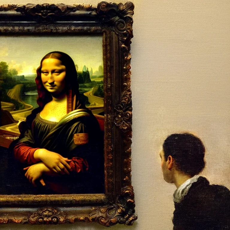 Mona Lisa Taking A Selfie, With Iphone, 1776 Battle Backgrou...