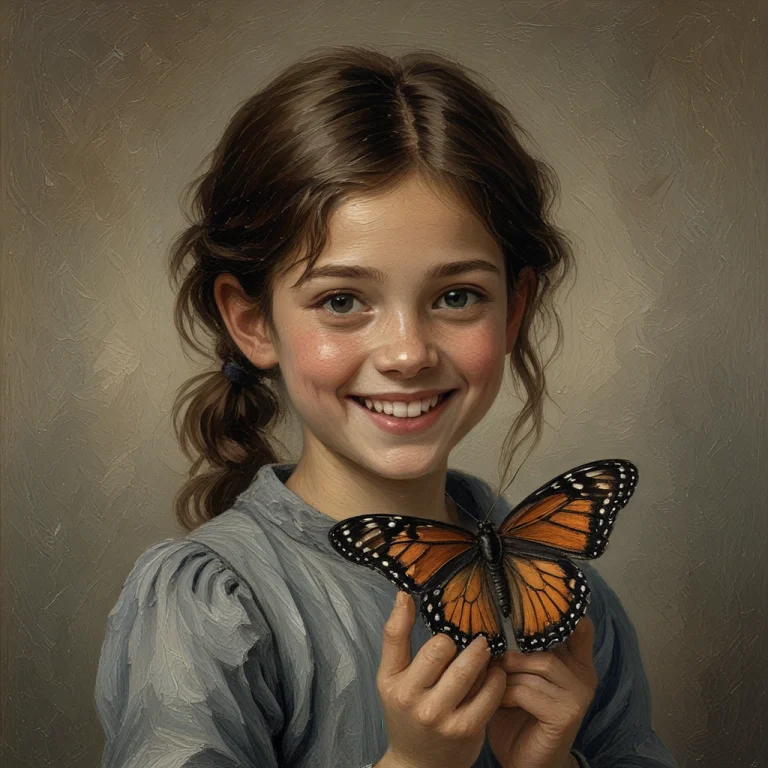 A Girl Smiling And Holding A Butterfly