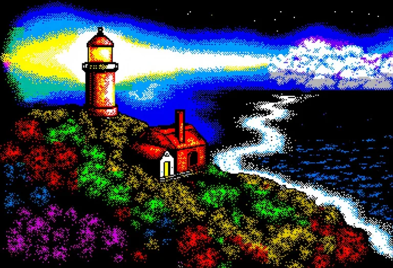 Zxpixseva, Distant View Of A Lighthouse Shining On A Rocky C...