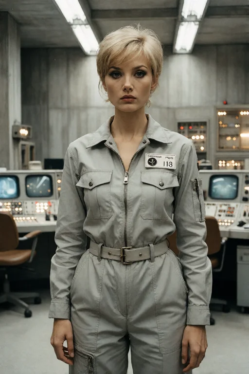 1960s Dystopian Sci-fi Film Still, Beautiful Blonde Woman Wi...