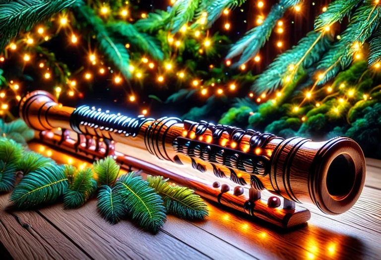 A Long Oak Flute, Glowing Fron Internal Led Lights . Shot On...