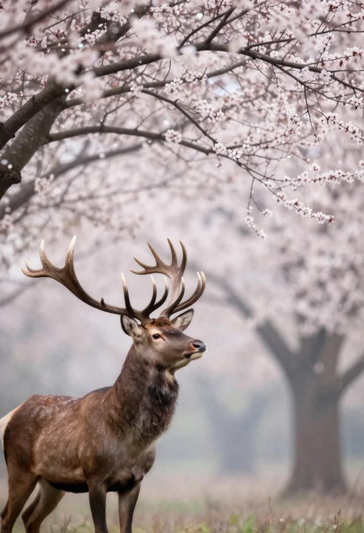 A Stag Whose Antlers Branch Into Blossoming Trees, Fantasy I...