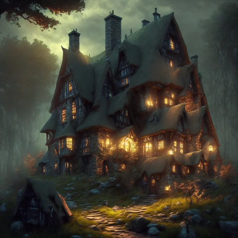 A Dramatic Image Of A Cottage In The Woods, Cottagecore, Vmp...