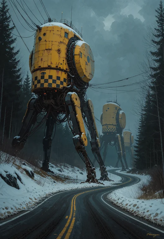 This Is A Sci-fi Twist. The Scene Features A Winding, Snow-c...