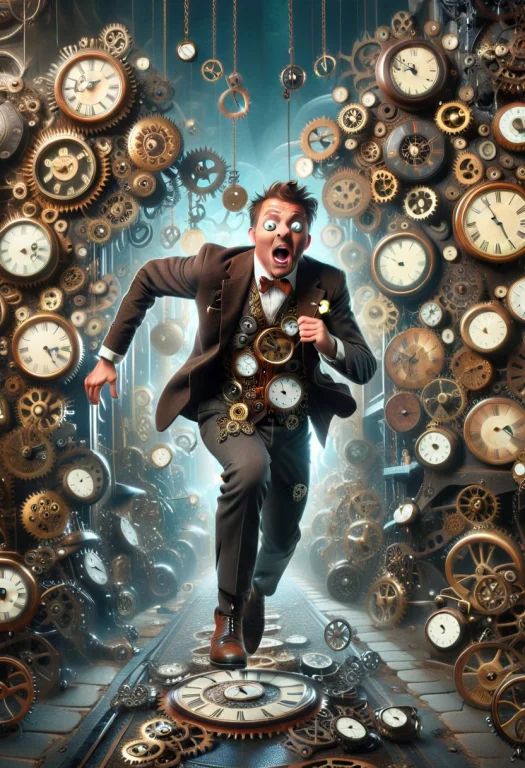 Closeup, Front View, A Man Running Down A Street, Well Dress...