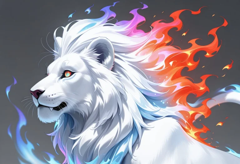 Ghost Lion Rom The Side, Only The Fiery Outline Of The Ghost...