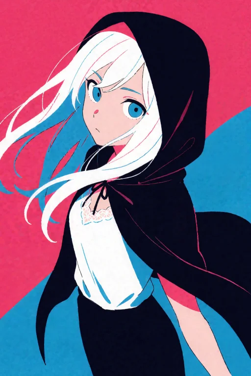 A Flat Illustration Of A Young Woman With Long White Hair An...