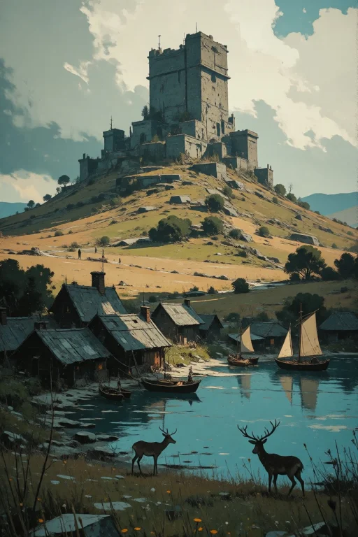 Nature, A Wide-angle Concept Art Painting In The Style Of Ni...