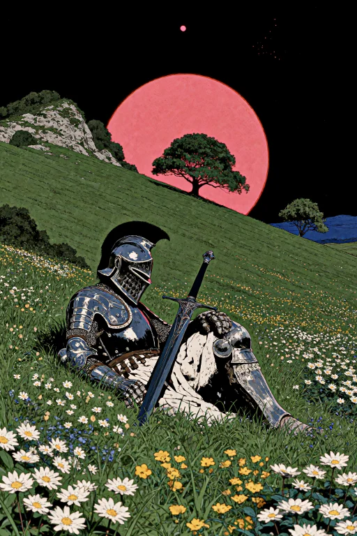 Velnari, , A Knight In Full, Gleaming Plate Armor Reclines O...