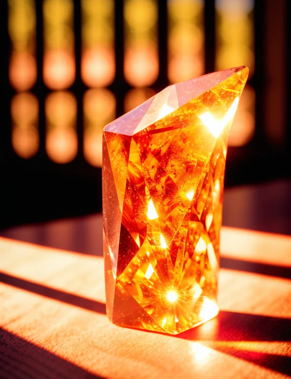 Analog Style Photo Of Colorful Fantasy Magical Crystal On Ol...