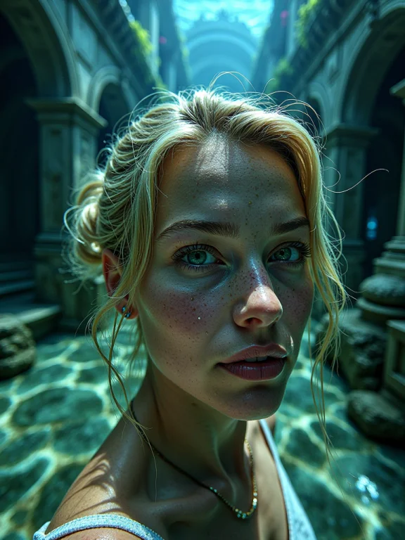 Huc, Hidden Underwater Courtyard, Extreme Close-up Of A Blon...