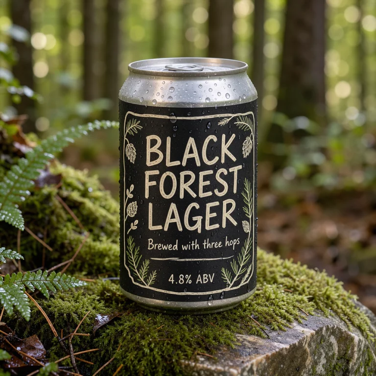 A Craft Beer Can On A Mossy Stone With A Hand-lettered Label...