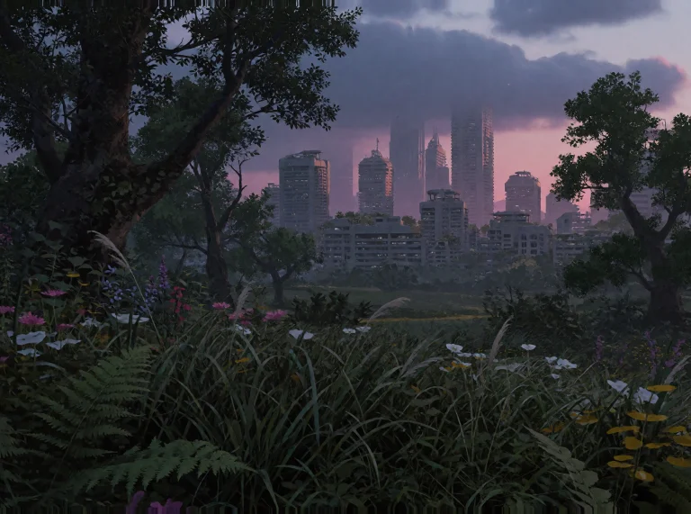 Wide Cinematic Matte-painting Style Concept Art Of An Immens...