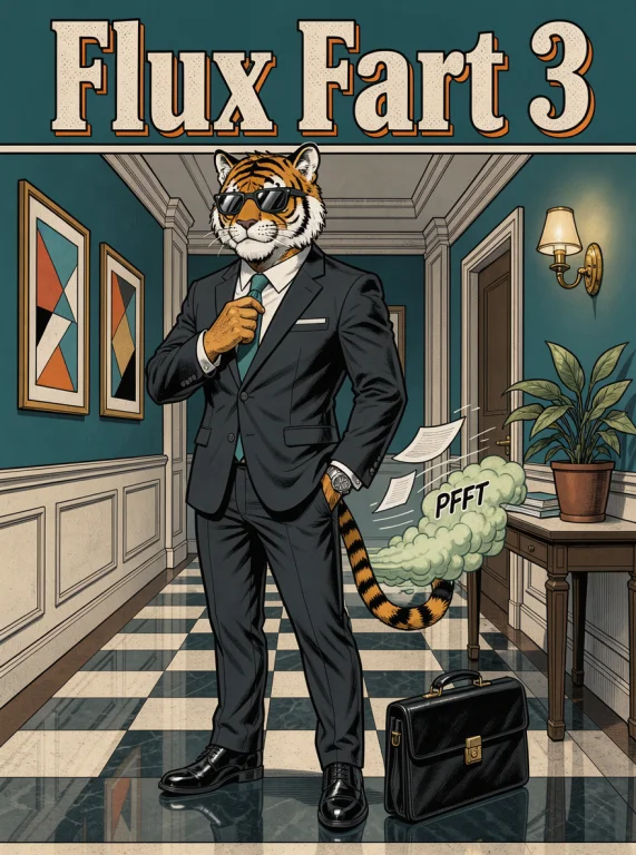 An Anthropomorphic Tiger Man In A Suit Wearing Sunglasses, F...