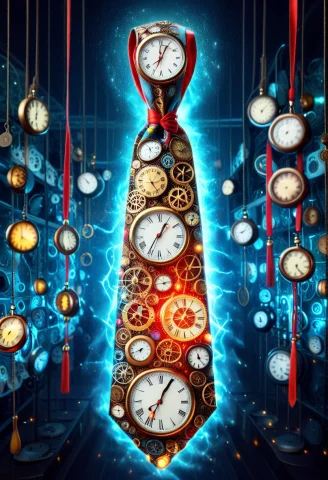 Neck-tie Clock Neck-tie, Neck-tie Made Of Clocks , Colorful,... — SDXL AI Prompt: neck-tie Clock neck-tie, neck-tie made of clocks , colorful, , shiny, glowing, ,...
