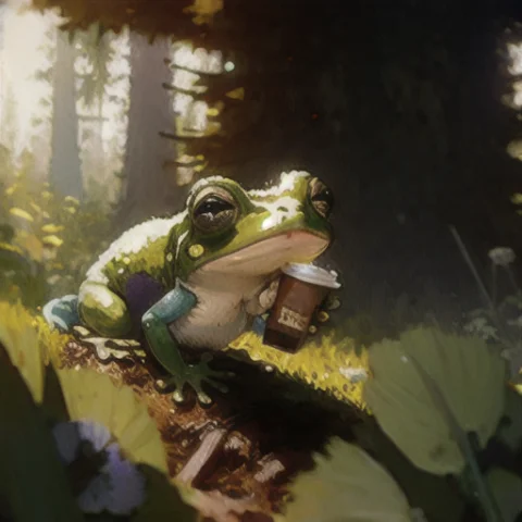 Style-petal, A Frog Having A Cup Of Coffee. Style-winter., A... — Stable Diffusion AI Prompt: style-petal, a frog having a cup of coffee. Style-winter., art by smoose2