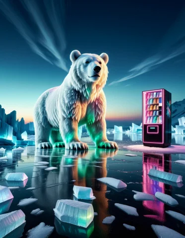 6. A Surreal Colourfulled Arctic Landscape Where Gigantic Po... — SDXL AI Prompt: 6. A surreal ColourfulLED Arctic landscape where gigantic polar bears are compos...