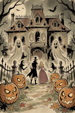 A Halloween-themed Spooky Scene Where Eerie Pumpkins With Gl... — Stable Diffusion AI Prompt: a Halloween-themed spooky scene where eerie pumpkins with glowing eyes line the...