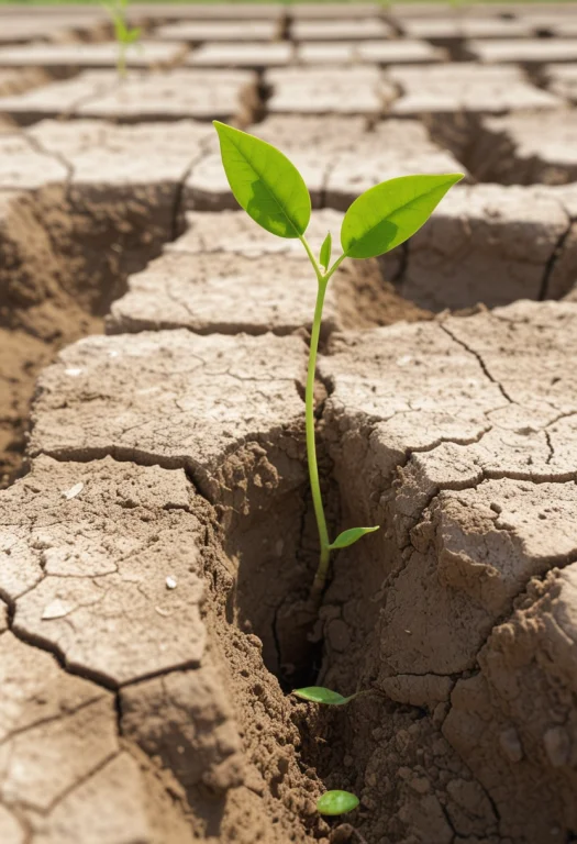 Cracked Earth A Close-up Of Parched, Cracked Soil With A Sin...