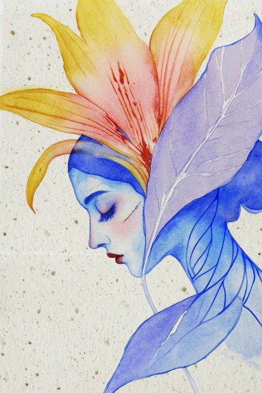 Highleveldescriptiona Delicate Watercolor And Ink Portrait O...