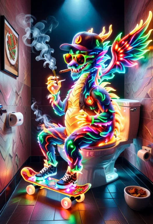 Dragon, Top Hat, Sunglasses, Pizza, Sitting On Toilet, Maste...